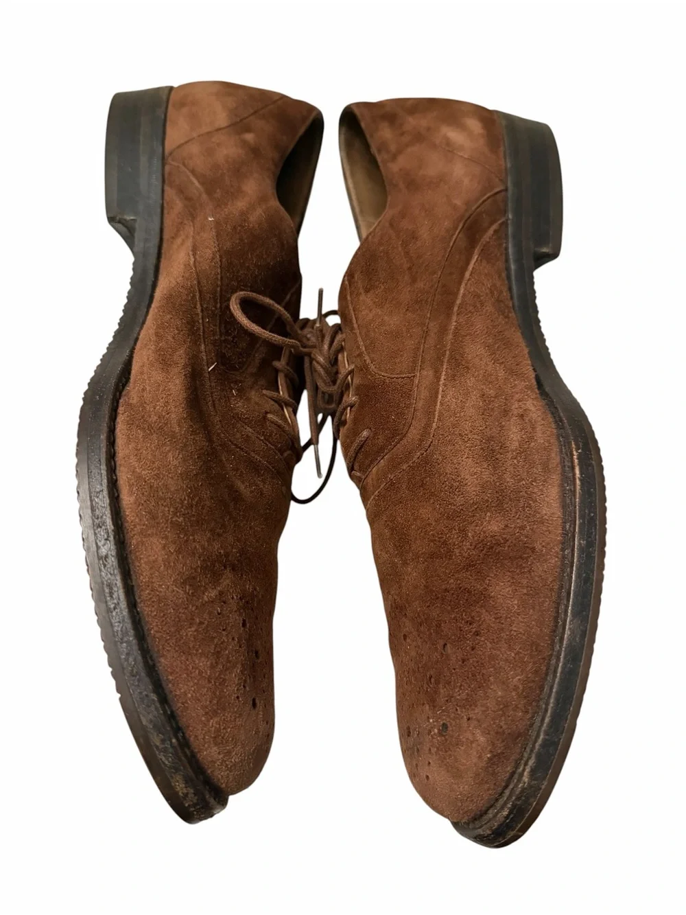 Bally Brown Suede Wingtip Lace-Up Oxfords, pre-owned, SZ9